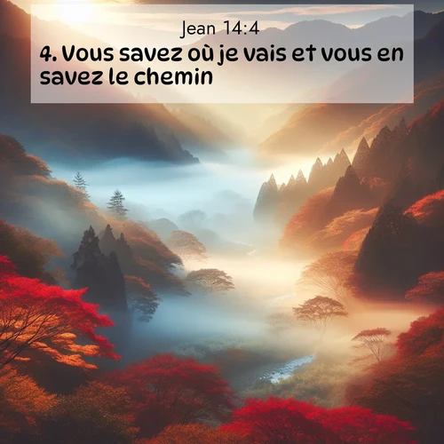 Segond21 Évangile selon Jean  ; image nature: image avec le verset biblique :Vous savez où je vais et vous en savez le chemin.» ;  ; 14:4