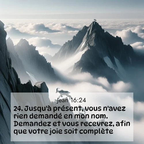 Segond21 Évangile selon Jean  ; image nature: image avec le verset biblique :Jusqu&#039;à présent, vous n&#039;avez rien demandé en mon nom. Demandez et vous recevrez, afin que votre joie soit complète. ;  ; 16:24