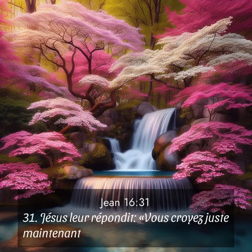 Segond21 Évangile selon Jean  ; image nature: image avec le verset biblique :Jésus leur répondit: «Vous croyez juste maintenant? ;  ; 16:31