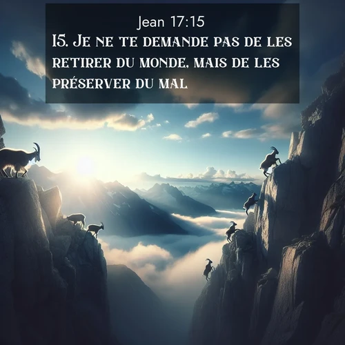 Segond21 Évangile selon Jean  ; image nature: image avec le verset biblique :Je ne te demande pas de les retirer du monde, mais de les préserver du mal. ;  ; 17:15