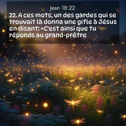 Segond21 Évangile selon Jean  ; image nature: image avec le verset biblique :A ces mots, un des gardes qui se trouvait là donna une gifle à Jésus en disant: «C&#039;est ainsi que tu réponds au grand-prêtre?» ;  ; 18:22