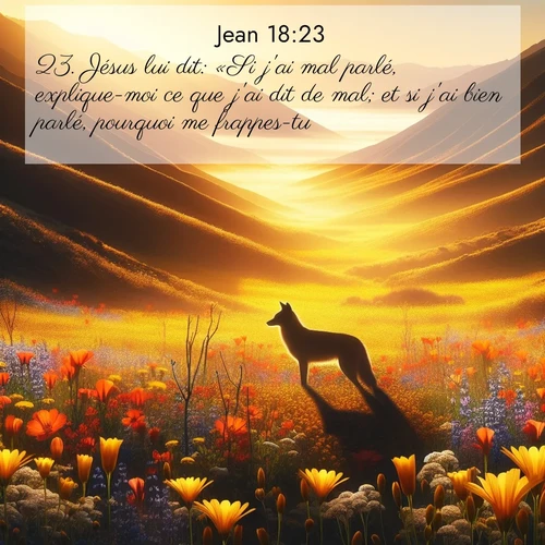Segond21 Évangile selon Jean  ; image nature: image avec le verset biblique :Jésus lui dit: «Si j&#039;ai mal parlé, explique-moi ce que j&#039;ai dit de mal; et si j&#039;ai bien parlé, pourquoi me frappes-tu?» ;  ; 18:23