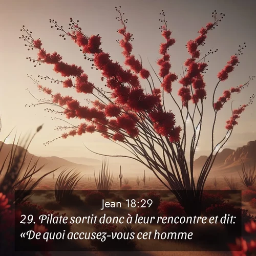 Segond21 Évangile selon Jean  ; image nature: image avec le verset biblique :Pilate sortit donc à leur rencontre et dit: «De quoi accusez-vous cet homme?» ;  ; 18:29