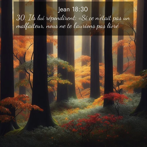Segond21 Évangile selon Jean  ; image nature: image avec le verset biblique :Ils lui répondirent: «Si ce n&#039;était pas un malfaiteur, nous ne te l&#039;aurions pas livré.» ;  ; 18:30