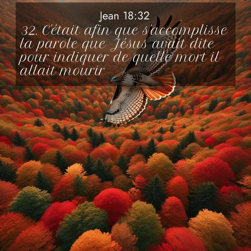 Segond21 Évangile selon Jean  ; image nature: image avec le verset biblique :C&#039;était afin que s&#039;accomplisse la parole que Jésus avait dite pour indiquer de quelle mort il allait mourir. ;  ; 18:32