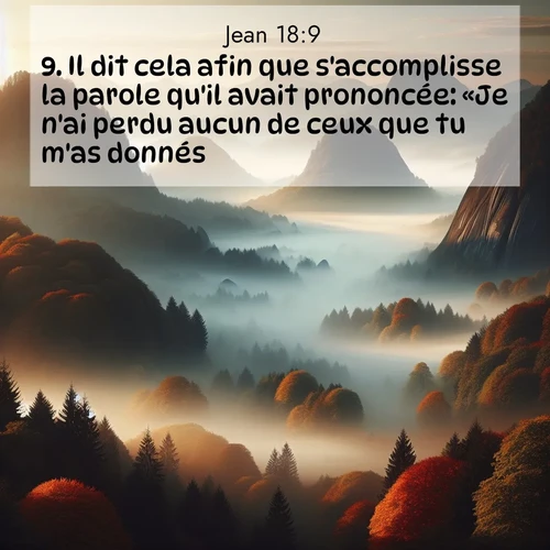 Segond21 Évangile selon Jean  ; image nature: image avec le verset biblique :Il dit cela afin que s&#039;accomplisse la parole qu&#039;il avait prononcée: «Je n&#039;ai perdu aucun de ceux que tu m&#039;as donnés.» ;  ; 18:9