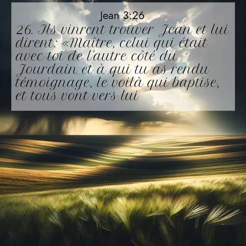 Segond21 Évangile selon Jean  ; image nature: image avec le verset biblique :Ils vinrent trouver Jean et lui dirent: «Maître, celui qui était avec toi de l&#039;autre côté du Jourdain et à qui tu as rendu témoignage, le voilà qui baptise, et tous vont vers lui.» ;  ; 3:26