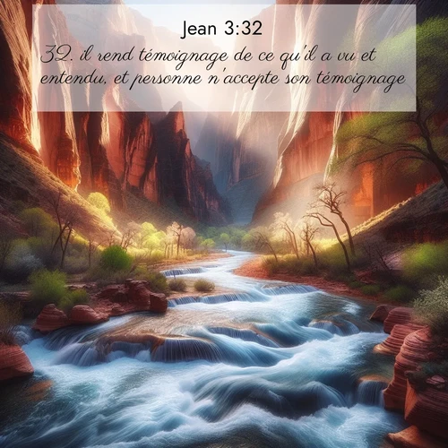 Segond21 Évangile selon Jean  ; image nature: image avec le verset biblique :il rend témoignage de ce qu&#039;il a vu et entendu, et personne n&#039;accepte son témoignage. ;  ; 3:32