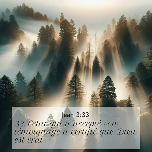 Segond21 Évangile selon Jean  ; image nature: image avec le verset biblique :Celui qui a accepté son témoignage a certifié que Dieu est vrai. ;  ; 3:33