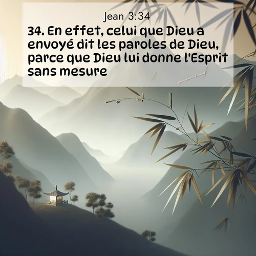 Segond21 Évangile selon Jean  ; image nature: image avec le verset biblique :En effet, celui que Dieu a envoyé dit les paroles de Dieu, parce que Dieu lui donne l&#039;Esprit sans mesure. ;  ; 3:34