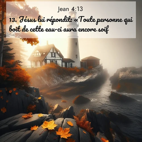Segond21 Évangile selon Jean  ; image nature: image avec le verset biblique :Jésus lui répondit: «Toute personne qui boit de cette eau-ci aura encore soif. ;  ; 4:13
