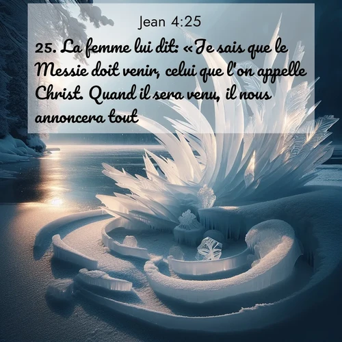 Segond21 Évangile selon Jean  ; image nature: image avec le verset biblique :La femme lui dit: «Je sais que le Messie doit venir, celui que l&#039;on appelle Christ. Quand il sera venu, il nous annoncera tout.» ;  ; 4:25