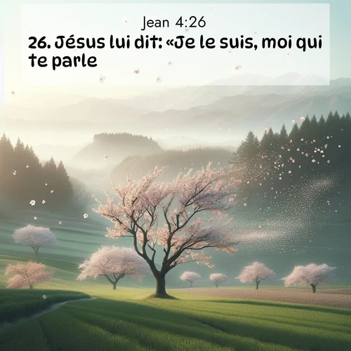 Segond21 Évangile selon Jean  ; image nature: image avec le verset biblique :Jésus lui dit: «Je le suis, moi qui te parle.» ;  ; 4:26