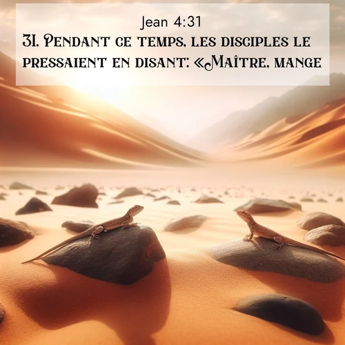 Segond21 Évangile selon Jean  ; image nature: image avec le verset biblique :Pendant ce temps, les disciples le pressaient en disant: «Maître, mange.» ;  ; 4:31