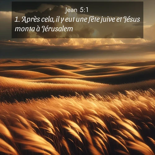 Segond21 Évangile selon Jean  ; image nature: image avec le verset biblique :Après cela, il y eut une fête juive et Jésus monta à Jérusalem. ;  ; 5:1