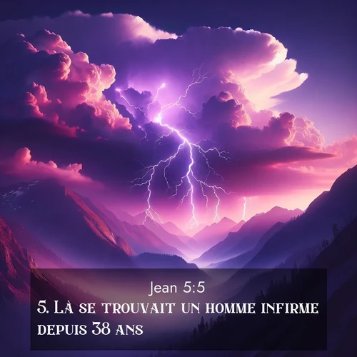 Segond21 Évangile selon Jean  ; image nature: image avec le verset biblique :Là se trouvait un homme infirme depuis 38 ans. ;  ; 5:5