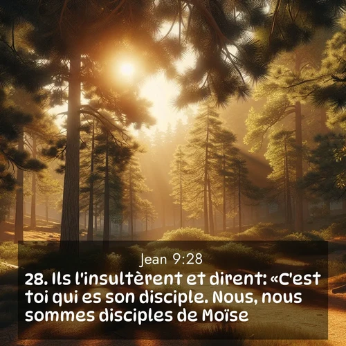 Segond21 Évangile selon Jean  ; image nature: image avec le verset biblique :Ils l&#039;insultèrent et dirent: «C&#039;est toi qui es son disciple. Nous, nous sommes disciples de Moïse. ;  ; 9:28