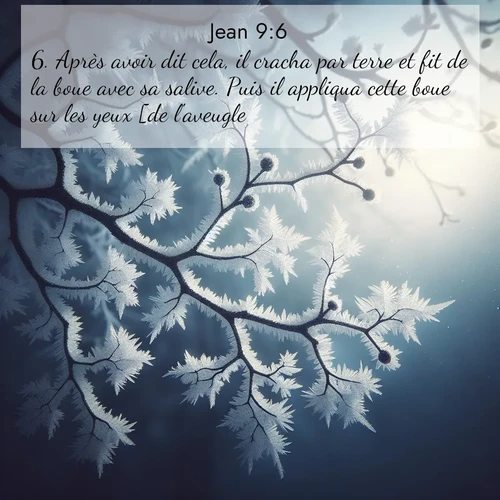 Segond21 Évangile selon Jean  ; image nature: image avec le verset biblique :Après avoir dit cela, il cracha par terre et fit de la boue avec sa salive. Puis il appliqua cette boue sur les yeux [de l&#039;aveugle] ;  ; 9:6