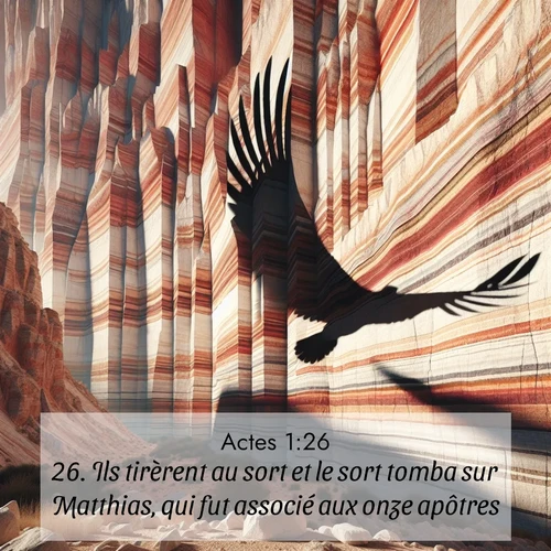 Segond21 Actes  ; image nature: image avec le verset biblique :Ils tirèrent au sort et le sort tomba sur Matthias, qui fut associé aux onze apôtres. ;  ; 1:26