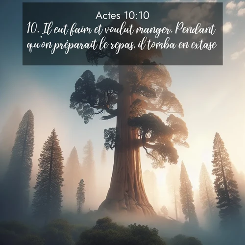 Segond21 Actes  ; image nature: image avec le verset biblique :Il eut faim et voulut manger. Pendant qu&#039;on préparait le repas, il tomba en extase. ;  ; 10:10