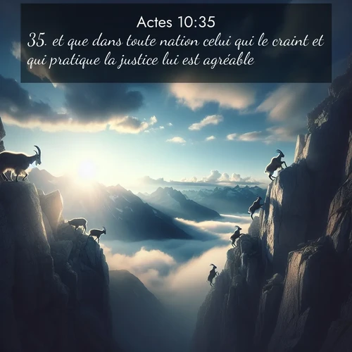 Segond21 Actes  ; image nature: image avec le verset biblique :et que dans toute nation celui qui le craint et qui pratique la justice lui est agréable. ;  ; 10:35