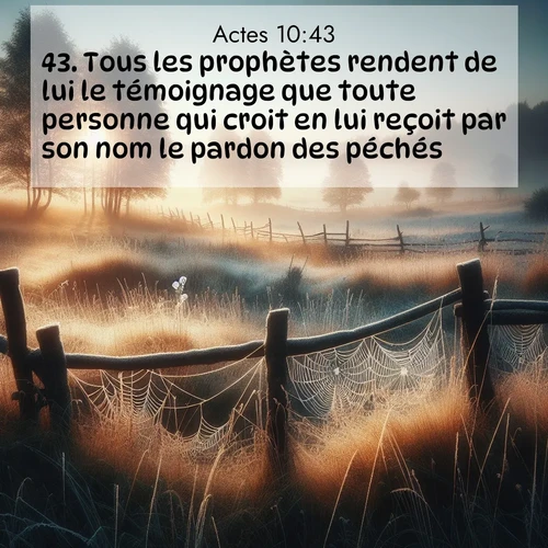 Segond21 Actes  ; image nature: image avec le verset biblique :Tous les prophètes rendent de lui le témoignage que toute personne qui croit en lui reçoit par son nom le pardon des péchés.» ;  ; 10:43