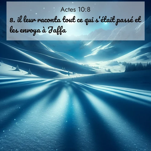 Segond21 Actes  ; image nature: image avec le verset biblique :il leur raconta tout ce qui s&#039;était passé et les envoya à Jaffa. ;  ; 10:8