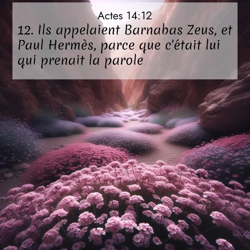 Segond21 Actes  ; image nature: image avec le verset biblique :Ils appelaient Barnabas Zeus, et Paul Hermès, parce que c&#039;était lui qui prenait la parole. ;  ; 14:12
