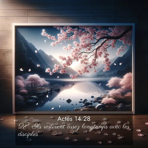 Segond21 Actes  ; image nature: image avec le verset biblique :Ils restèrent assez longtemps avec les disciples. ;  ; 14:28