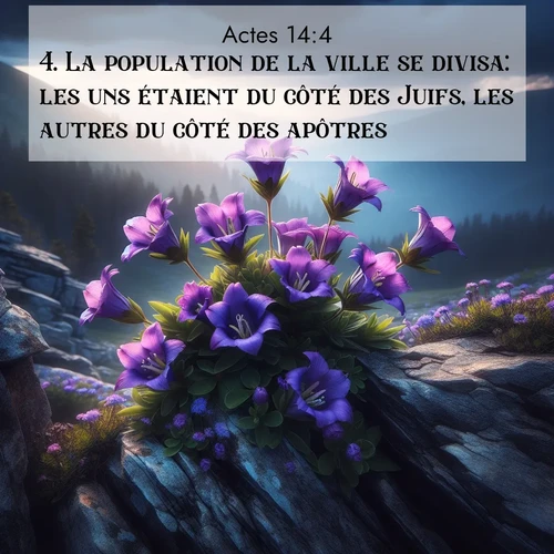 Segond21 Actes  ; image nature: image avec le verset biblique :La population de la ville se divisa: les uns étaient du côté des Juifs, les autres du côté des apôtres. ;  ; 14:4