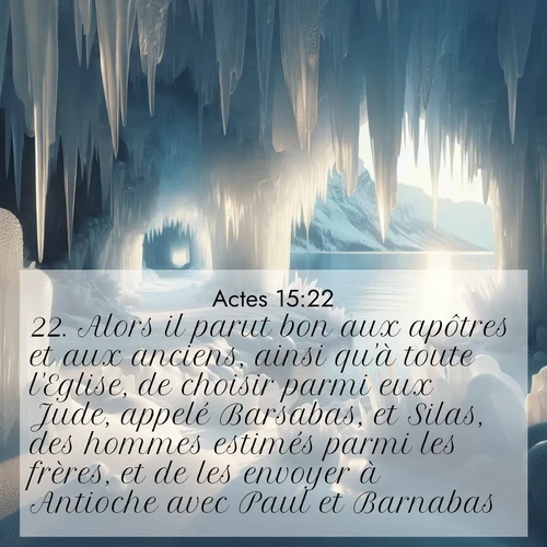 Segond21 Actes  ; image nature: image avec le verset biblique :Alors il parut bon aux apôtres et aux anciens, ainsi qu&#039;à toute l&#039;Eglise, de choisir parmi eux Jude, appelé Barsabas, et Silas, des hommes estimés parmi les frères, et de les envoyer à Antioche avec Paul et Barnabas. ;  ; 15:22