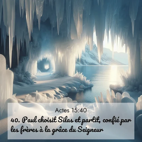 Segond21 Actes  ; image nature: image avec le verset biblique :Paul choisit Silas et partit, confié par les frères à la grâce du Seigneur. ;  ; 15:40