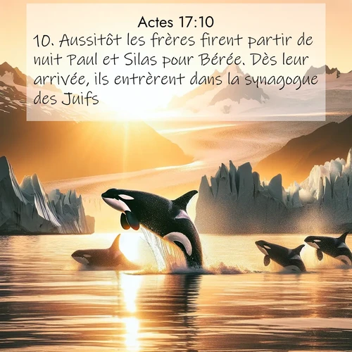 Segond21 Actes  ; image nature: image avec le verset biblique :Aussitôt les frères firent partir de nuit Paul et Silas pour Bérée. Dès leur arrivée, ils entrèrent dans la synagogue des Juifs. ;  ; 17:10