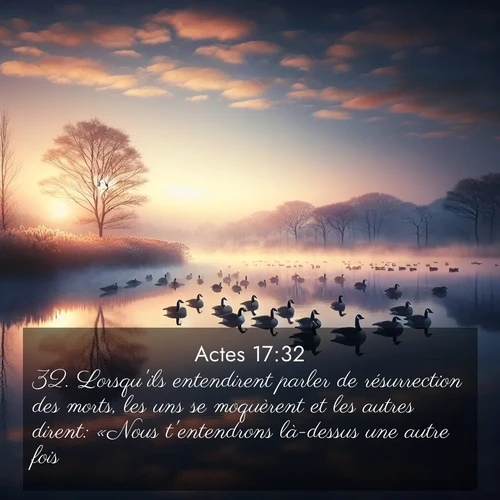 Segond21 Actes  ; image nature: image avec le verset biblique :Lorsqu&#039;ils entendirent parler de résurrection des morts, les uns se moquèrent et les autres dirent: «Nous t&#039;entendrons là-dessus une autre fois.» ;  ; 17:32