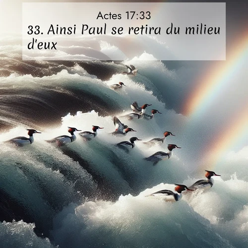 Segond21 Actes  ; image nature: image avec le verset biblique :Ainsi Paul se retira du milieu d&#039;eux. ;  ; 17:33