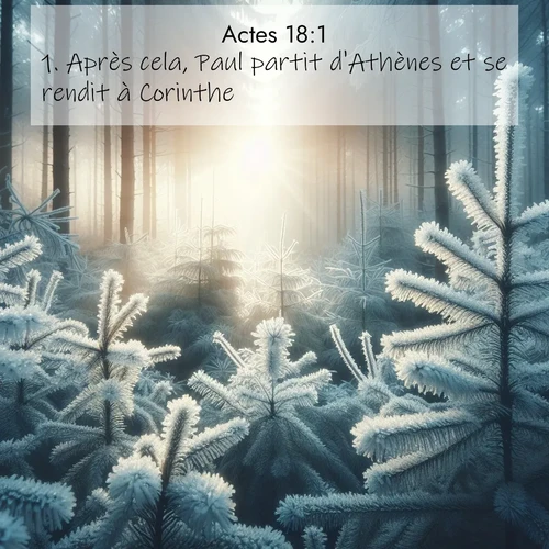 Segond21 Actes  ; image nature: image avec le verset biblique :Après cela, Paul partit d&#039;Athènes et se rendit à Corinthe. ;  ; 18:1