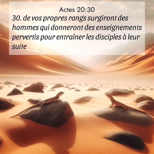 Segond21 Actes  ; image nature: image avec le verset biblique :de vos propres rangs surgiront des hommes qui donneront des enseignements pervertis pour entraîner les disciples à leur suite. ;  ; 20:30