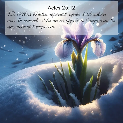 Segond21 Actes  ; image nature: image avec le verset biblique :Alors Festus répondit, après délibération avec le conseil: «Tu en as appelé à l&#039;empereur, tu iras devant l&#039;empereur.» ;  ; 25:12