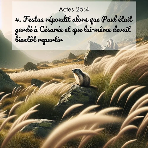 Segond21 Actes  ; image nature: image avec le verset biblique :Festus répondit alors que Paul était gardé à Césarée et que lui-même devait bientôt repartir. ;  ; 25:4