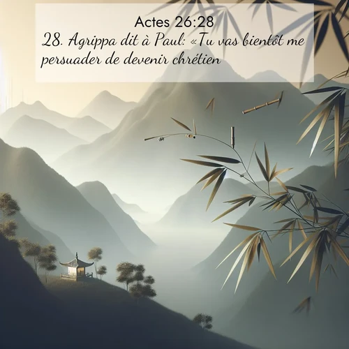 Segond21 Actes  ; image nature: image avec le verset biblique :Agrippa dit à Paul: «Tu vas bientôt me persuader de devenir chrétien!» ;  ; 26:28