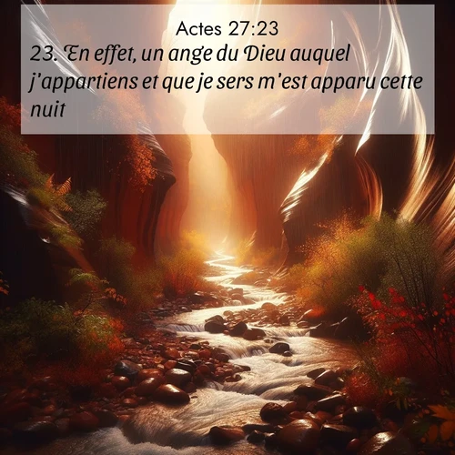 Segond21 Actes  ; image nature: image avec le verset biblique :En effet, un ange du Dieu auquel j&#039;appartiens et que je sers m&#039;est apparu cette nuit ;  ; 27:23