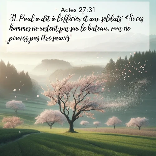 Segond21 Actes  ; image nature: image avec le verset biblique :Paul a dit à l&#039;officier et aux soldats: «Si ces hommes ne restent pas sur le bateau, vous ne pouvez pas être sauvés.» ;  ; 27:31