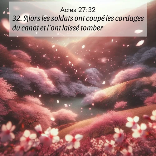 Segond21 Actes  ; image nature: image avec le verset biblique :Alors les soldats ont coupé les cordages du canot et l&#039;ont laissé tomber. ;  ; 27:32