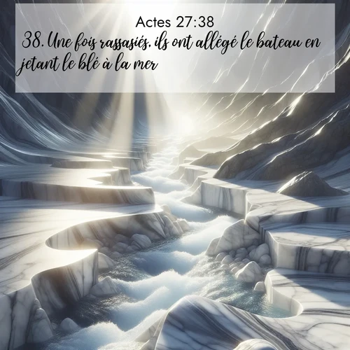 Segond21 Actes  ; image nature: image avec le verset biblique :Une fois rassasiés, ils ont allégé le bateau en jetant le blé à la mer. ;  ; 27:38