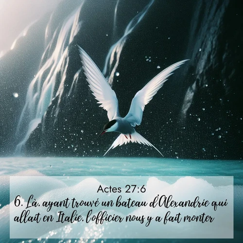 Segond21 Actes  ; image nature: image avec le verset biblique :Là, ayant trouvé un bateau d&#039;Alexandrie qui allait en Italie, l&#039;officier nous y a fait monter. ;  ; 27:6