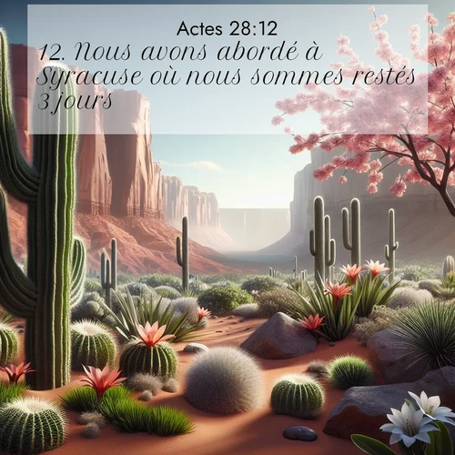 Segond21 Actes  ; image nature: image avec le verset biblique :Nous avons abordé à Syracuse où nous sommes restés 3 jours. ;  ; 28:12
