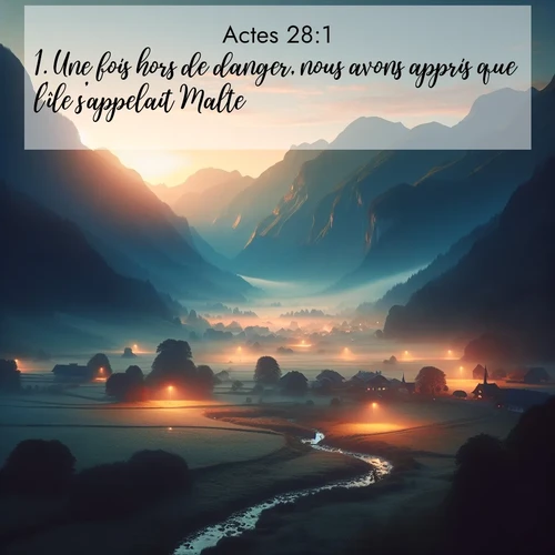Segond21 Actes  ; image nature: image avec le verset biblique :Une fois hors de danger, nous avons appris que l&#039;île s&#039;appelait Malte. ;  ; 28:1