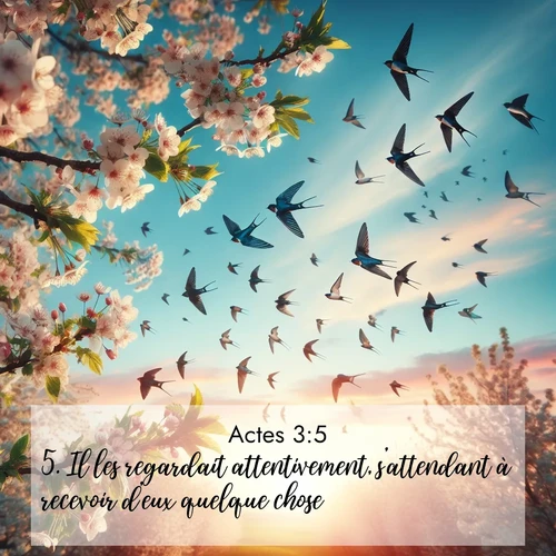 Segond21 Actes  ; image nature: image avec le verset biblique :Il les regardait attentivement, s&#039;attendant à recevoir d&#039;eux quelque chose. ;  ; 3:5
