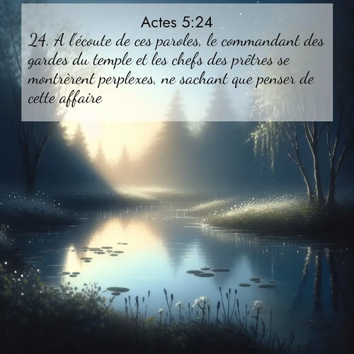 citation biblique : 24. A l&#039;écoute de ces paroles, le commandant des gardes du temple et les chefs des prêtres se montrèrent perplexes, ne sachant que penser de cette affaire.
 sur fond image nature