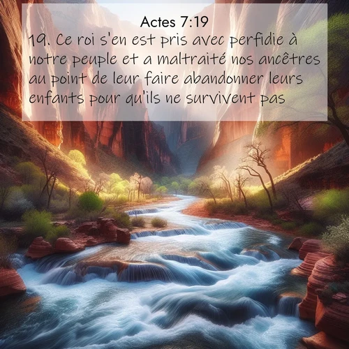 Segond21 Actes  ; image nature: image avec le verset biblique :Ce roi s&#039;en est pris avec perfidie à notre peuple et a maltraité nos ancêtres au point de leur faire abandonner leurs enfants pour qu&#039;ils ne survivent pas. ;  ; 7:19
